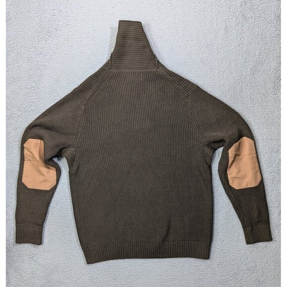 Duluth Trading Co Sweater Large Brigadier Shawl Collar Elbow Patches - Picture 2 of 10